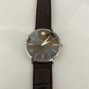 Movado Brown Leather Band Watch NEVER WORN